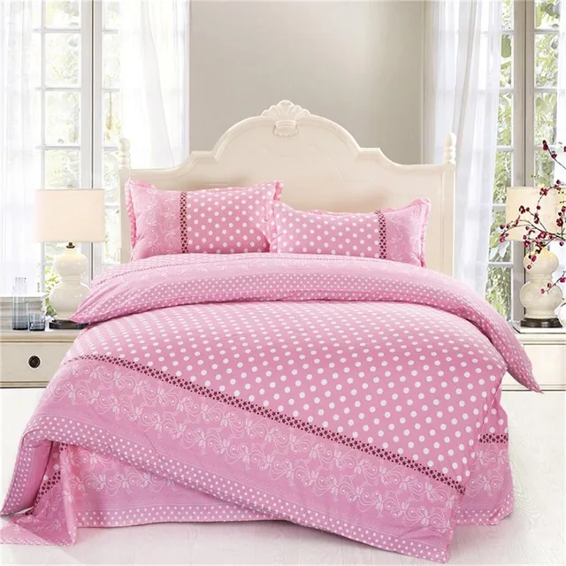 4pcs Twin Full Size White Polka Dot Comforter Sets Pink Bedding 4pcs Twin Full Size White Polka Dot Comforter Sets Pink Bedding S Damask