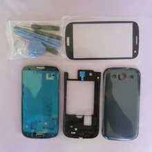 Для Samsung Galaxy S3 i9300 S3 neo 9300i 9308i полный корпус внешнее стекло+ передняя рама+ средняя рамка+ Крышка батарейного отсека дверные аксессуары