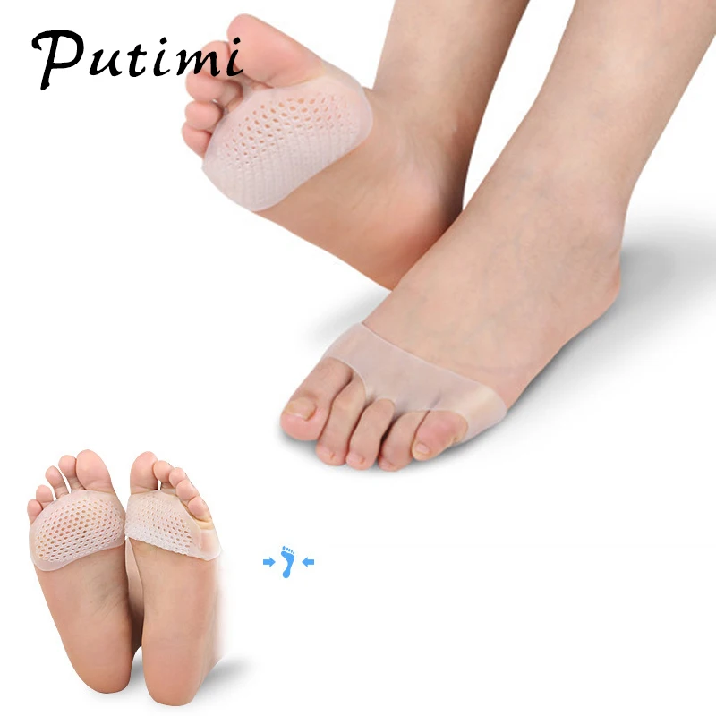 PUTIMI 2 PCS Soft Silicone Gel Insoles Bunion Corrector Breathable Hole Transparent Forefoot Pads Gel Feet Care Pedicure Tools