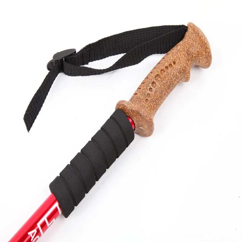 4 colores Trekking ajustable caminando Anti-Shock bastones de senderismo Alpenstock de carbono de acero de tungsteno de polo