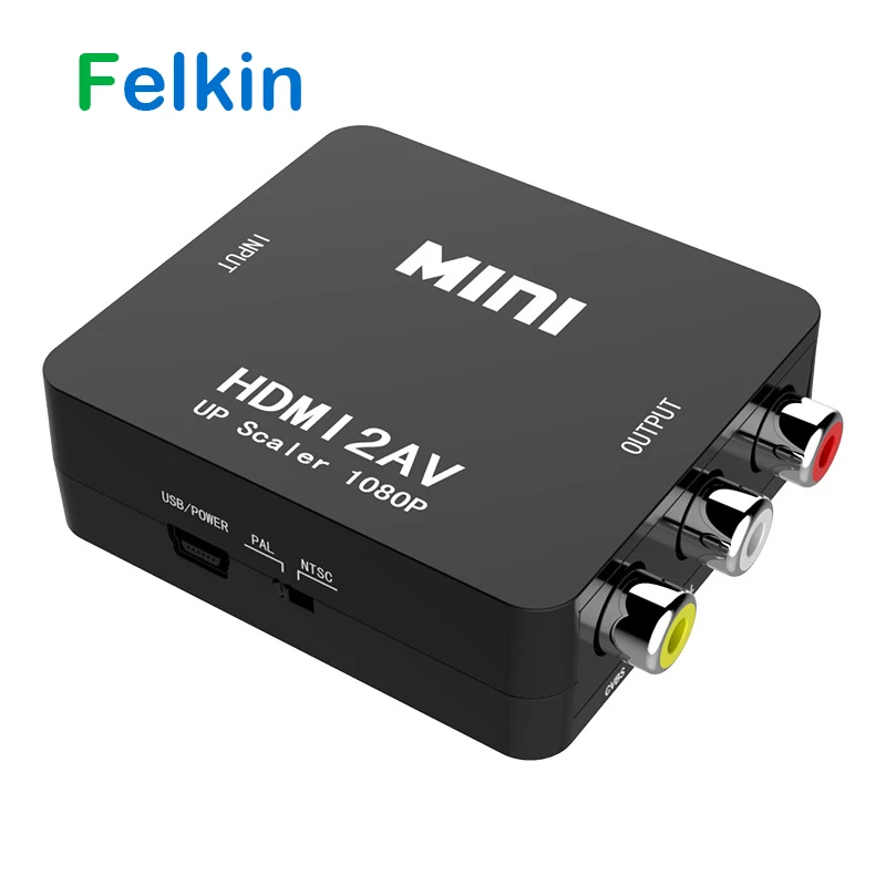 

Felkin HDMI to AV/RCA CVBS Adapter 1080P Video Converter HDMI2AV Adapter Converter Box Support NTSC PAL Output for PC HDTV DVD