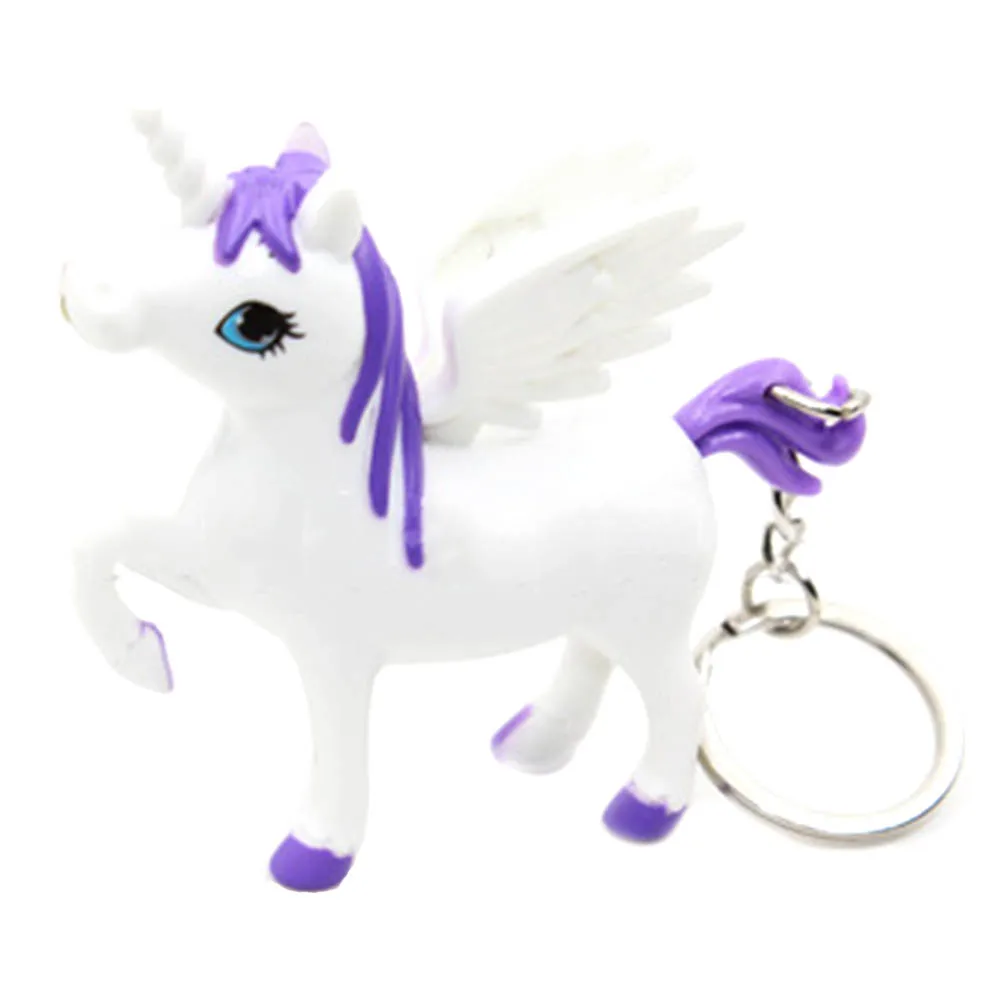 

LED Flashlight unicorn keychain with sound,simulation toys KeyRings,Children gift popular Key chain bag car pandent