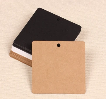 

Kraft Paper 6*6cm 3000Pcs/ Lot Brown-White-Black Squared Price Tags With A Hole Writting Wishes Products Information Labels