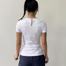 CretKoav назад флуоресцентная полоса открытие дизайн для женщин Йога футболка бег короткий рукав спортивная футболка тренировки Фитнес Футболка