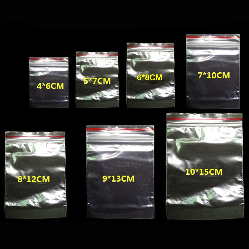 

500pcs/lot Jewelry Ziplock Zip Zipped Lock Reclosable Plastic Poly Clear Bags
