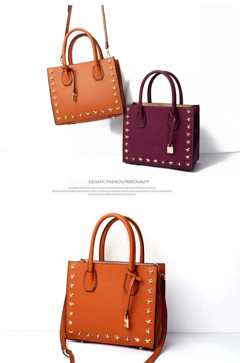 Female Rivets Genuine Leather Bags For Women Luxury Handbags Woman Bag Designer New Star Portable Ladies Shoulder Handbag24