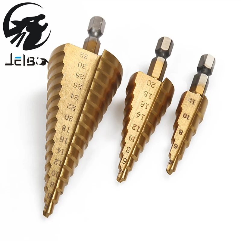 Jelbo Six Angle Handle Step Drill Set Hole Opener Step Drill Bit Set