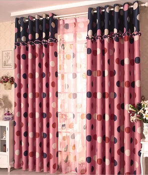 

Blinds Curtains Girls Bedroom Pink Patchwork Flower Edge Blackout Curtain Finished Products Polka Dot kids Room Sheer Tulle AA10