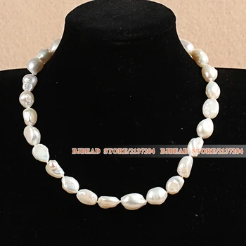 

Hot Sale 15.7 Inches Women Gift 10-11mm Natural White Baroque Pearl Necklace With Heart Clasp And Adjustable Chain