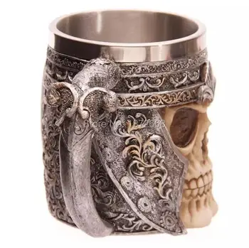

Resin Skull Mug Tankard Striking Skull Warrior Tankard Viking Skull Beer Mug Gothic Helmet Drinkware Vessel 5pcs Free DHL/Fedex