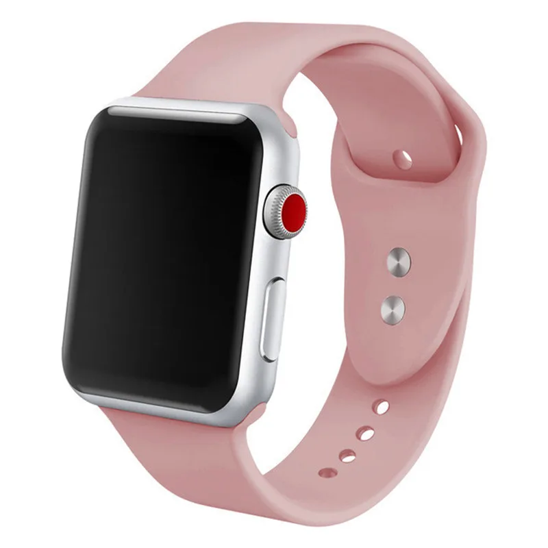 Спортивная мягкая силиконовая лента для наручных часов Apple Watch 4/3/2/1 Для мужчин's и Для женщин заменить Для мужчин t ремешок для наручных часов Iwatch серии 44/42/40/38 мм - Цвет ремешка: Rose