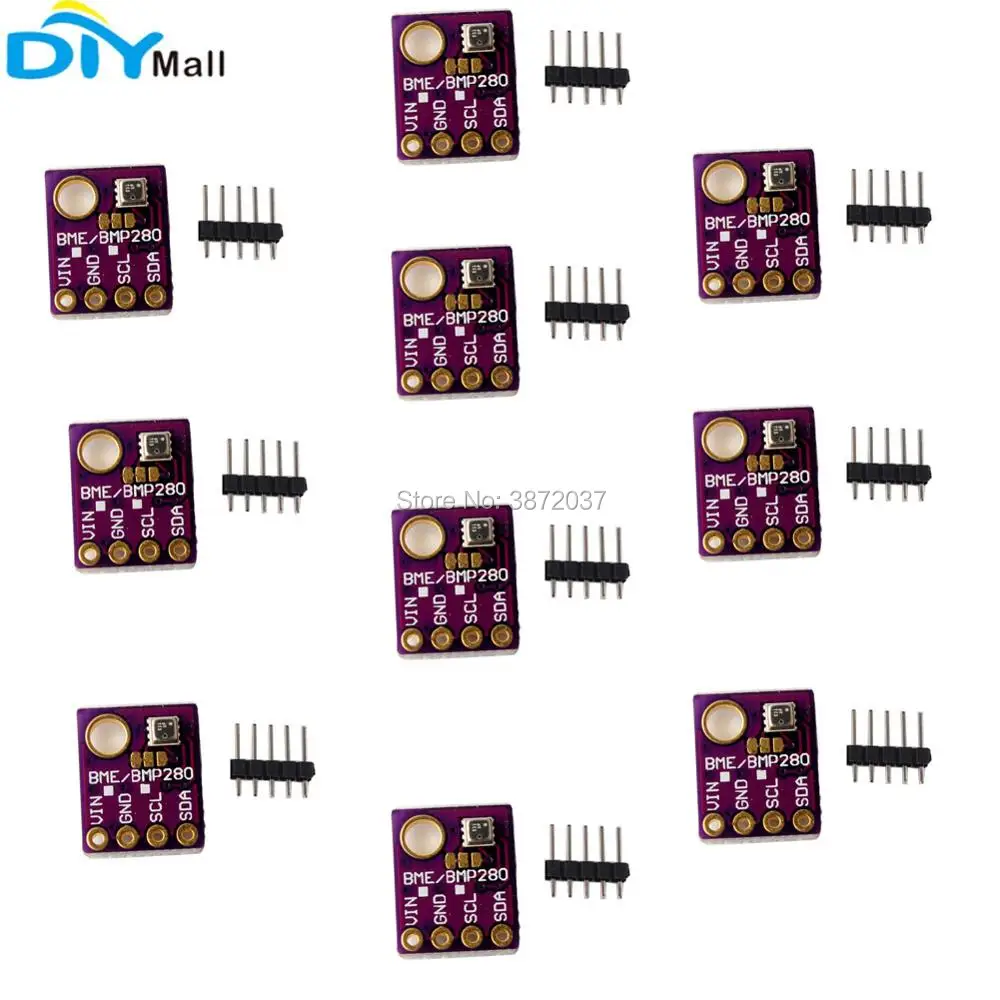 

10pcs/lot GY-BME280 Barometric Pressure Sensor Temperature Humidity Module IIC I2C Breakout Board for Arduino