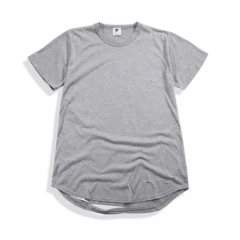 

Ripped Holes t Shirt Men Curved Hem Plain Extra Long Mens t Shirts Fashion 2018 Swag Vintage Motorcycle t Shirts Hip Hop Tx734