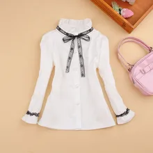 Весенняя блузка для девочек Детская Костюмы дети рубашка с длинным рукавом детская хлопковая рубашка школьная белая блузка Обувь для девочек clothes2-16y