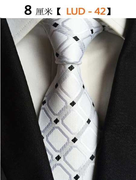 GUSLESON Классические шелковые мужские галстуки дизайн Галстуки для шеи 8 см клетчатые и полосатые галстуки для мужчин формальные деловые Свадебные вечерние галстуки - Цвет: 42