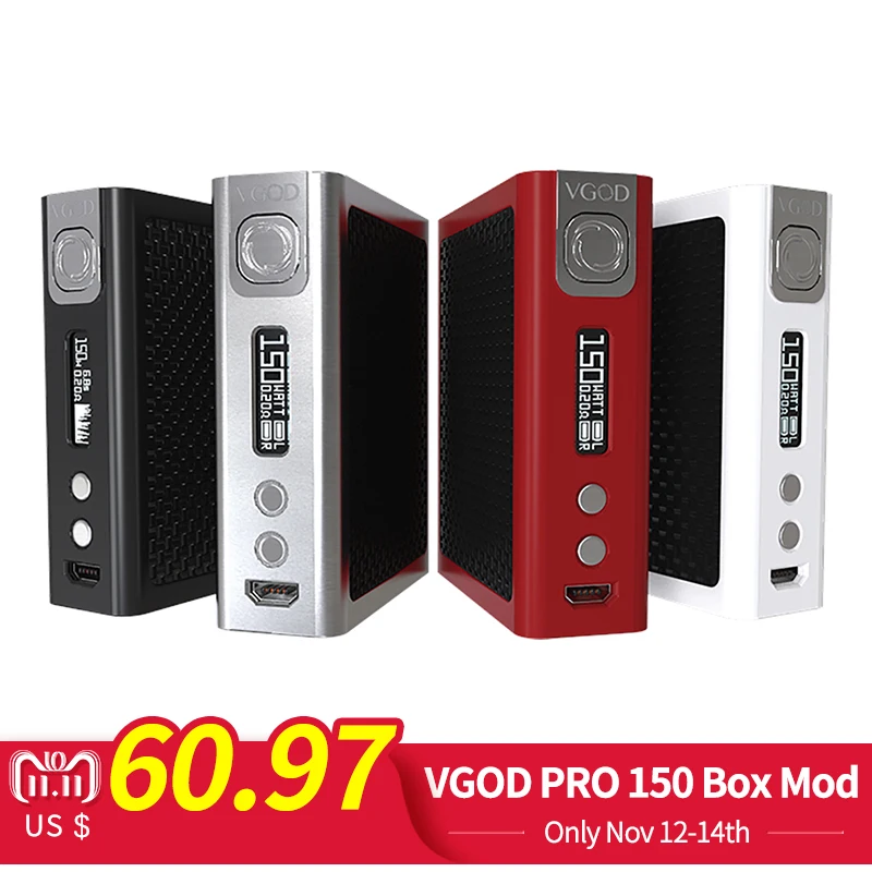 

Original VGOD Pro 150 Mod PRO 150w Box Mod sub ohm RDA RDTA Tank carbon fiber plates Vape Electronic Cigarettes Mod