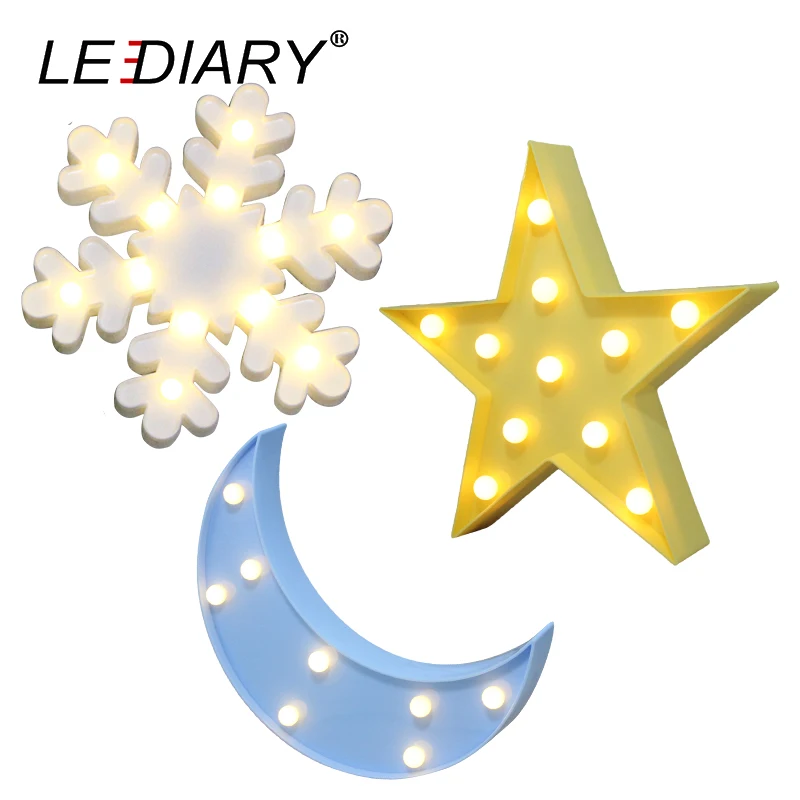 

LEDIARY Creative 3D Nightlights Cute Snowflake Shape Yellow Star Blue Moon Cloud White Angel Girl LED Bedside Desk Lamp For Kids