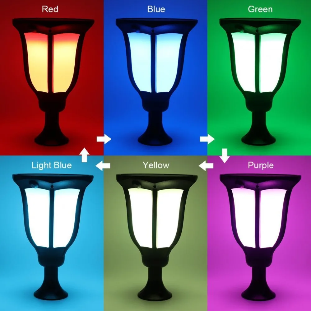 Poste de Luz ao ar Livre da Lâmpada Luz da Chama da Tocha Luz da Lâmpada de Parede Luz para Jardim de Casa Cores Leds Solar Jardim Paisagem Rgb Hot 12 6 4 Cheap Lâmpadas solares