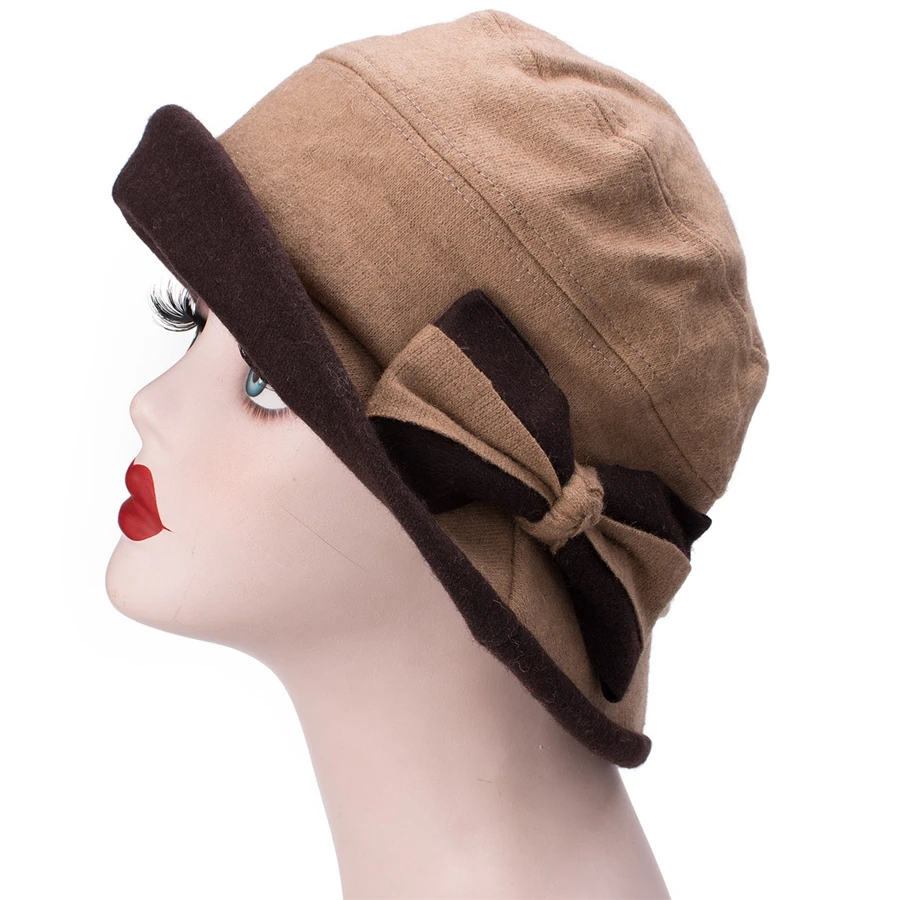 Lawliet, Зимняя женская шерстяная шапка, милый бант, 1920 s, винтажный стиль, осенняя складная шляпа для женщин, женская шапка для путешествий, шапка для церкви, T296