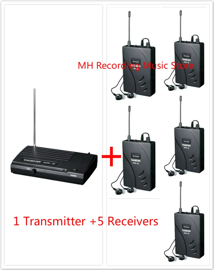 Модернизированный Takstar WPM-100/wpm100 UHF сценическая Беспроводная система монитора наушники-вкладыши беспроводные стерео 1 передатчик+ 5 приемников