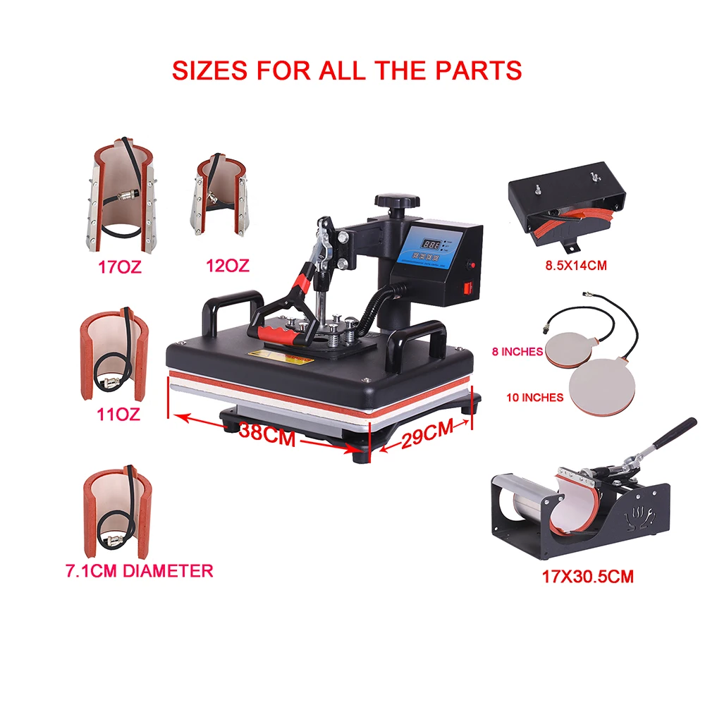 pocket sticker printer Cheap 30*38CM 8 in 1 Combo Heat press Machine Sublimation Printer 2D Heat Transfer Machine for Cap Mug Plate Tshirts CE Approved canon printer mini