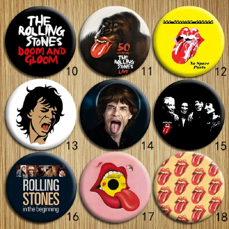

Famous Rock Band The Rolling Stones Souvenir Collection Badges Red Tongue Mick Jagger Tinplate Brooches Personalized Gifts