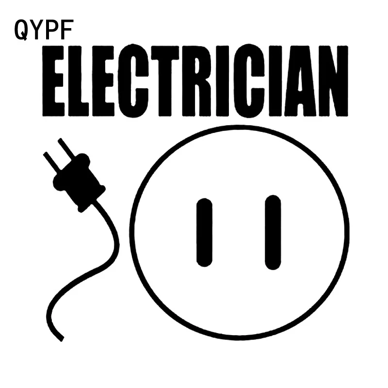 

QYPF 15.7cm*15.3cm Interesting ELECTRICIAN The Wall Wire Plug Wet Hand Misuse Bright Vinyl Car Sticker Decal Pattern C18-0971