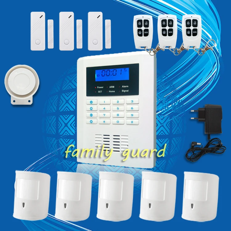 DHL Free Shipping!99 wireless zone and 2 wired Quad-Band LCD home security PSTN GSM alarm system+5 Pet Immune PIRS+3 Door sensor