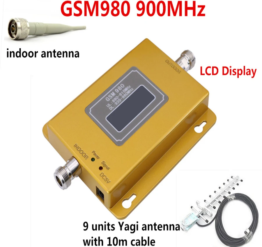 

LCD Display ! Mini gsm repeater 900mhz gsm 980 signal booster ,cell phone signal booster repeater amplifier +13dbi yagi antenn