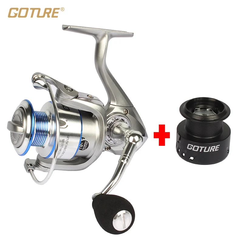 

GOTURE Silver Metal Spinning Fishing Reel Wheel 5.2:1 10+1BB Fishing Reel Including Spare Spool GT3000V