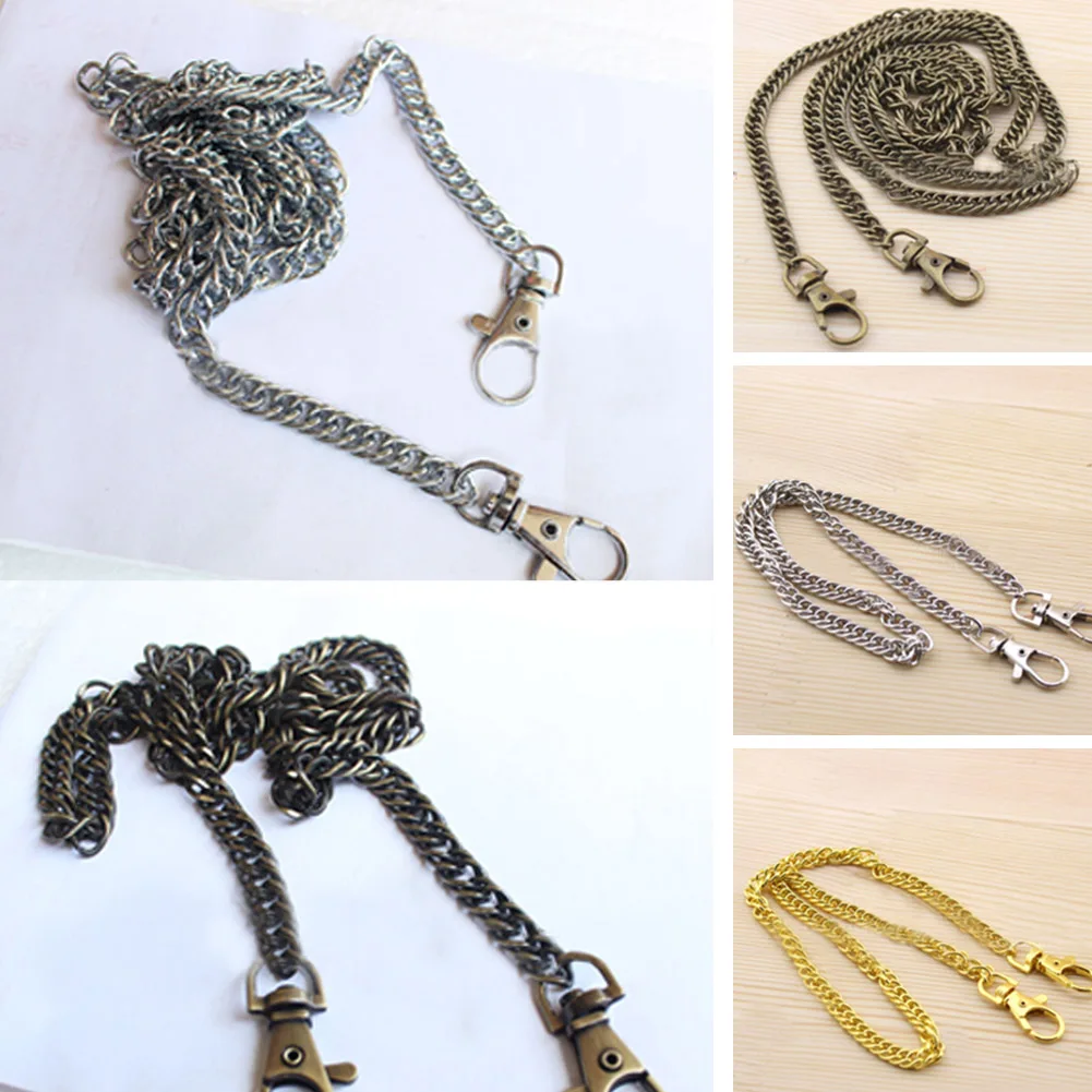 120cm Metal Chain Strap for Shoulder Bags Handbags Handle DIY Chain Belt for Bag Accessories Double Woven Iron Chain Bag Straps