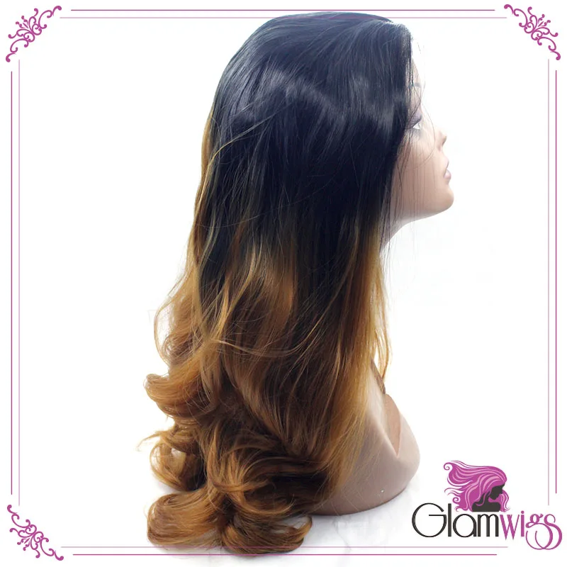 

Ombre Gold Dark Root Synthetic Lace Front Wigs with Baby Hair Heat Resistant Fibers Hair