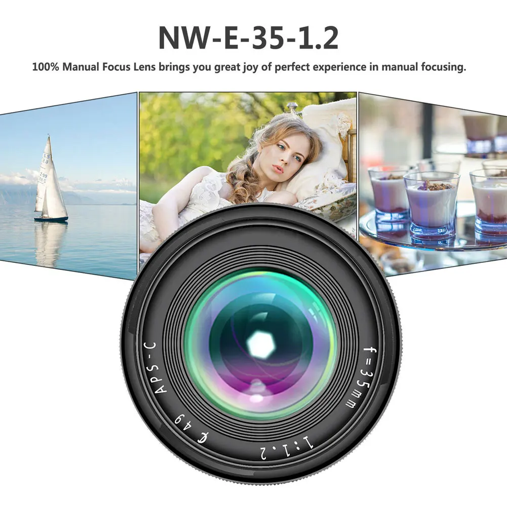 

35mm F1.2 Manual Focus Lens Metal Casing Durable Lighweight Lens for Fuji X LSMK99