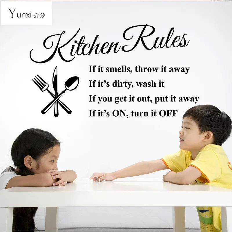 Kitchen Rules Living Room Kitchen Vinyl Wall Stickers for Kids Room