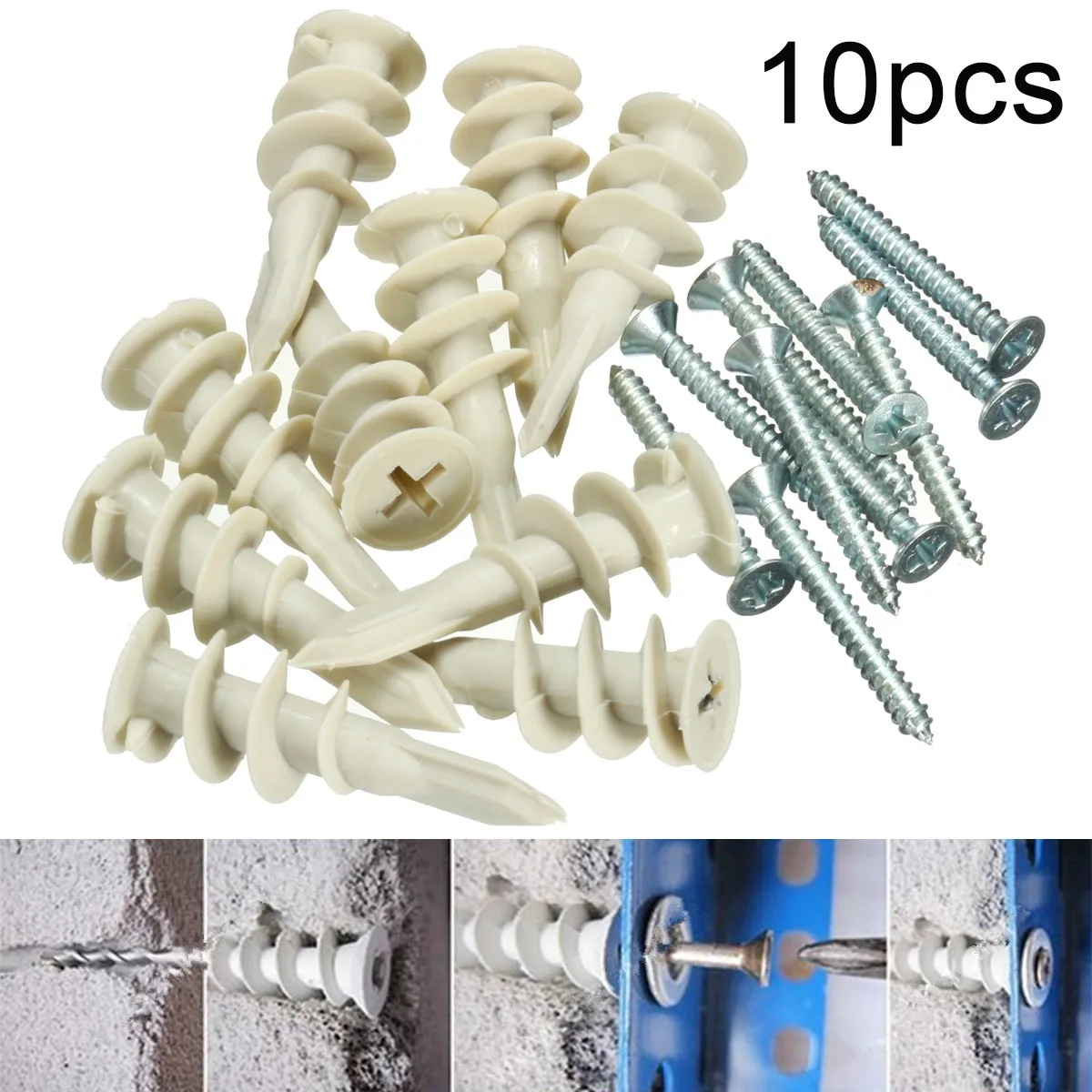 PLASTERBOARD FIXINGS SELF DRILL CAVITY WALL SPEED ANCHOR PLUGS INCLUDING SCREWS 