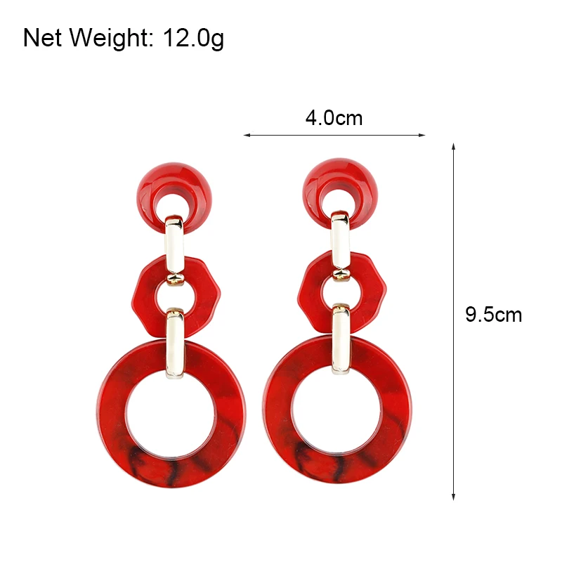 AENSOA, модная большая круглая капля серьга для женщин и девушек, геометрические выдалбливают 3 круга, акриловые длинные висячие серьги, вечерние ювелирные изделия