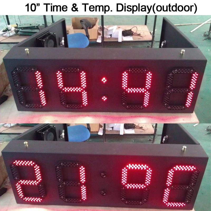 10 &quotдюймовый красный цвет время и температура led дисплей светодиодные вывески