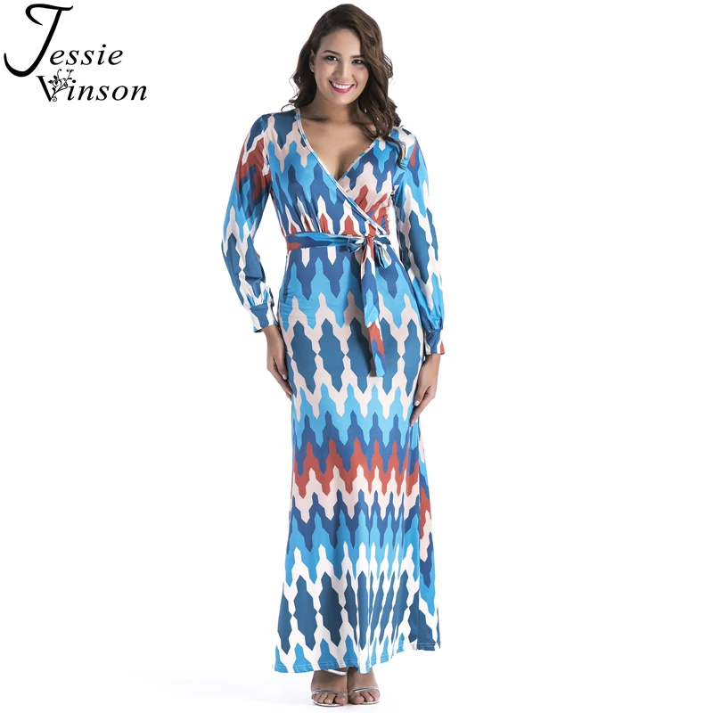 Lace-Up Maxi Dress In Geometric Print