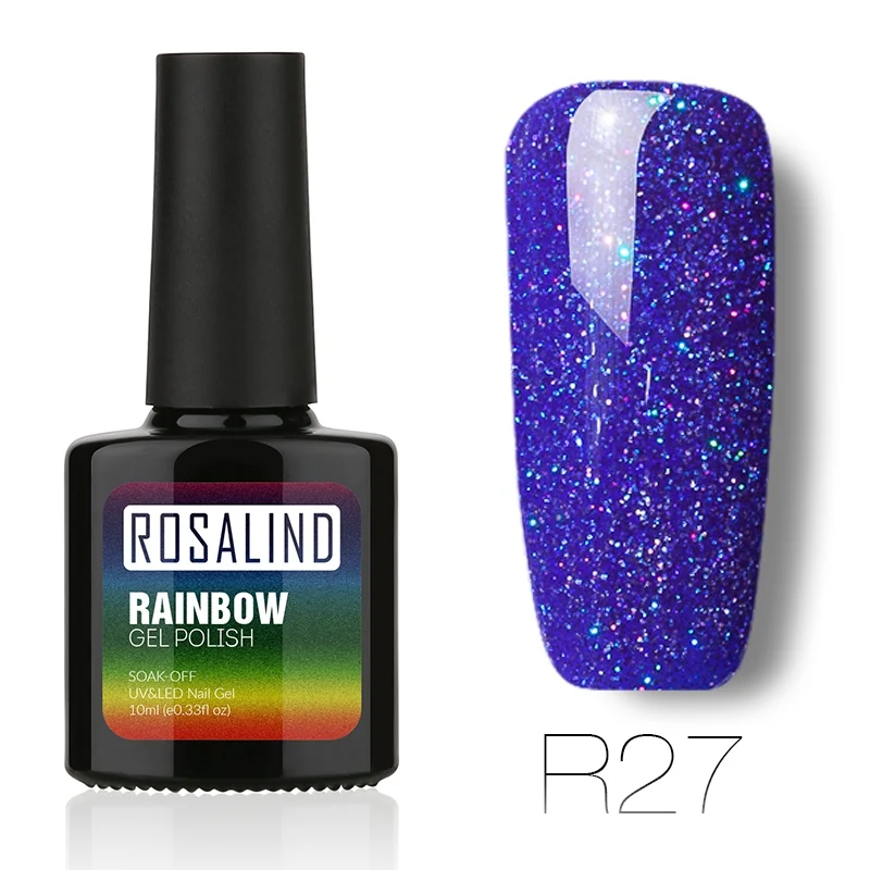 ROSALIND Гель-лак для ногтей 10 мл Радужный Неон RBR01-29 Гель-лак Soak Off UV Nail Art долговечный Гель-лак для ногтей - Цвет: R27