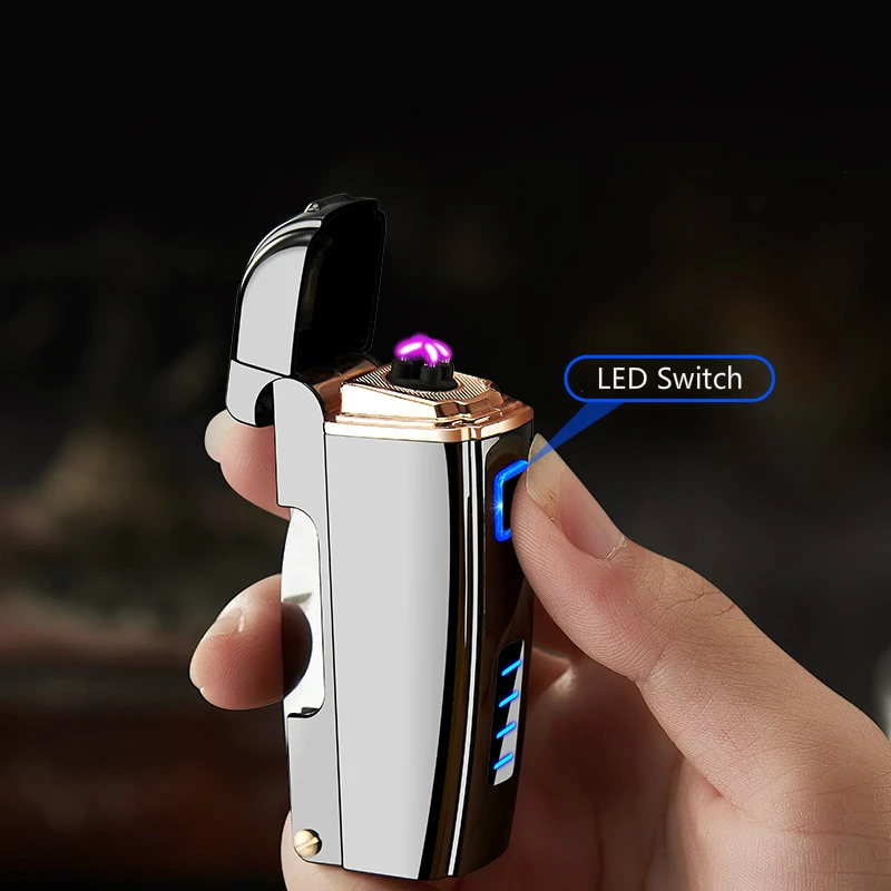 4 в 1 двойная дуговая плазменная Зажигалка бутылка многофункциональная открывалка электрические зажигалки для сигарет перезаряжаемая USB Зажигалка для кемпинга на открытом воздухе