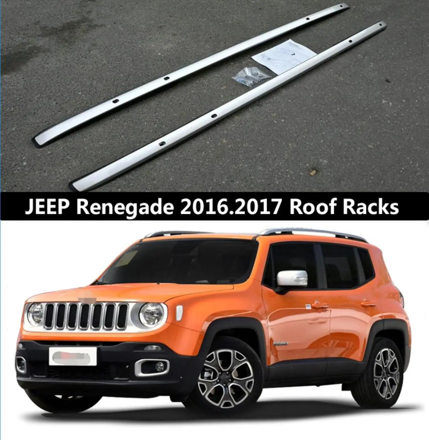 

For JEEP Renegade 2016 2017 Aluminium alloy Silver Top Roof Rails Rack Side Bars Decoration Trim Car Accessories