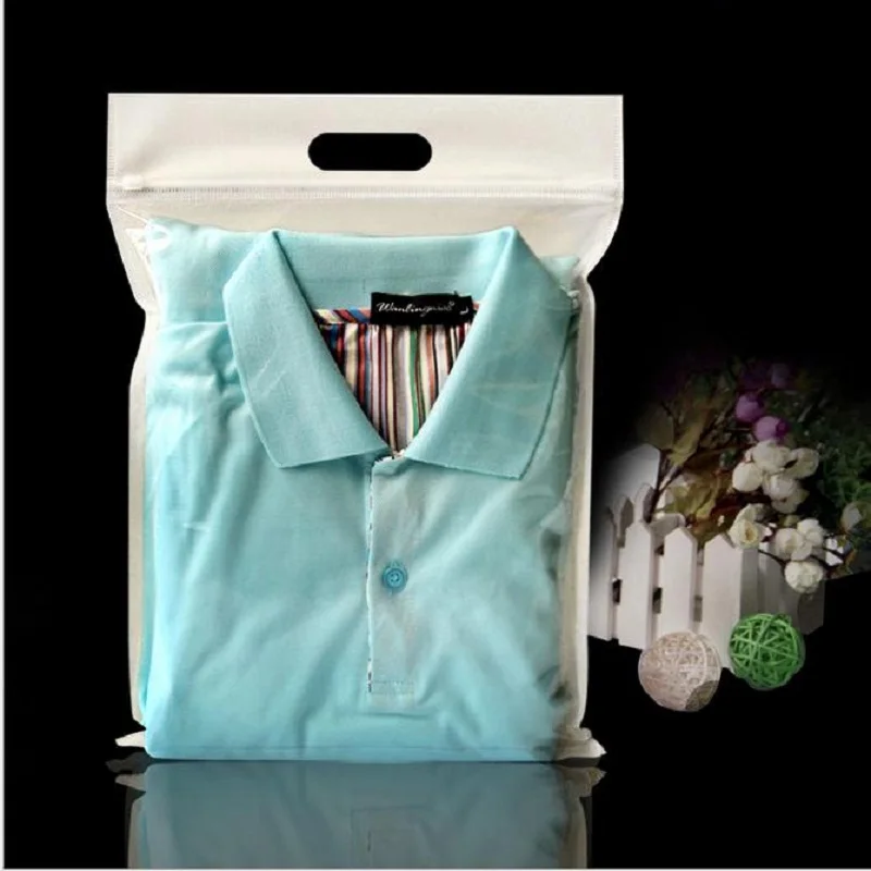 Высокое качество, односторонний прозрачный пластиковый пакет на молнии, односторонние нетканые сумки для покупок, детская одежда футболка Розничная упаковка - Цвет: 30x35x5cm white