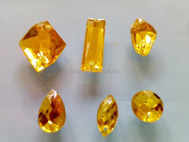 Free shipping mixed loading shape mixed size golden yellow rhinestones sew  on crystal flatback loose beads 300pcs/lot