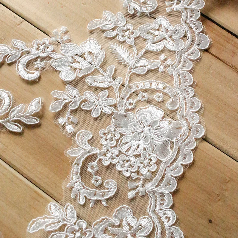 

White Lace Trim High Quality Wedding Lace Fabric Handmade DIY Clothes Accessories 16cm Wide 1yard/lot