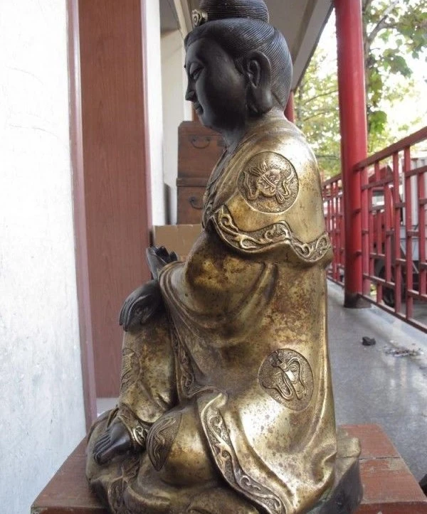 Китайская классическая медная бронзовая позолота восемь сокровище freeness Bodhisattva Kwan-Yin