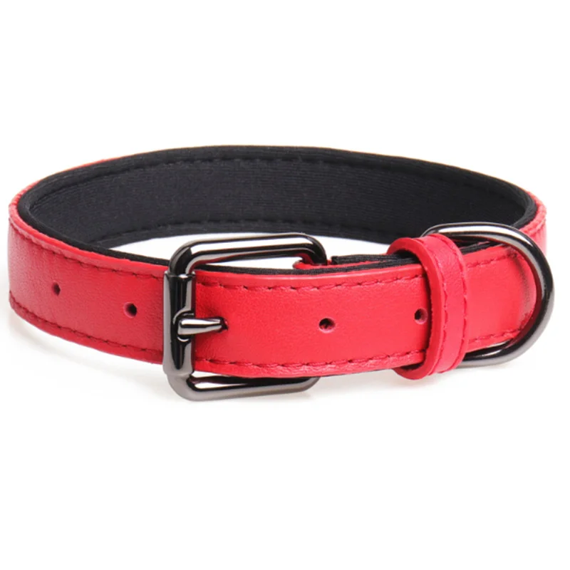 

Leather Dog Collar Inner Padded Custom Personalized Dog Collars with Engraved Nameplate Tag For Small Medium Dogs