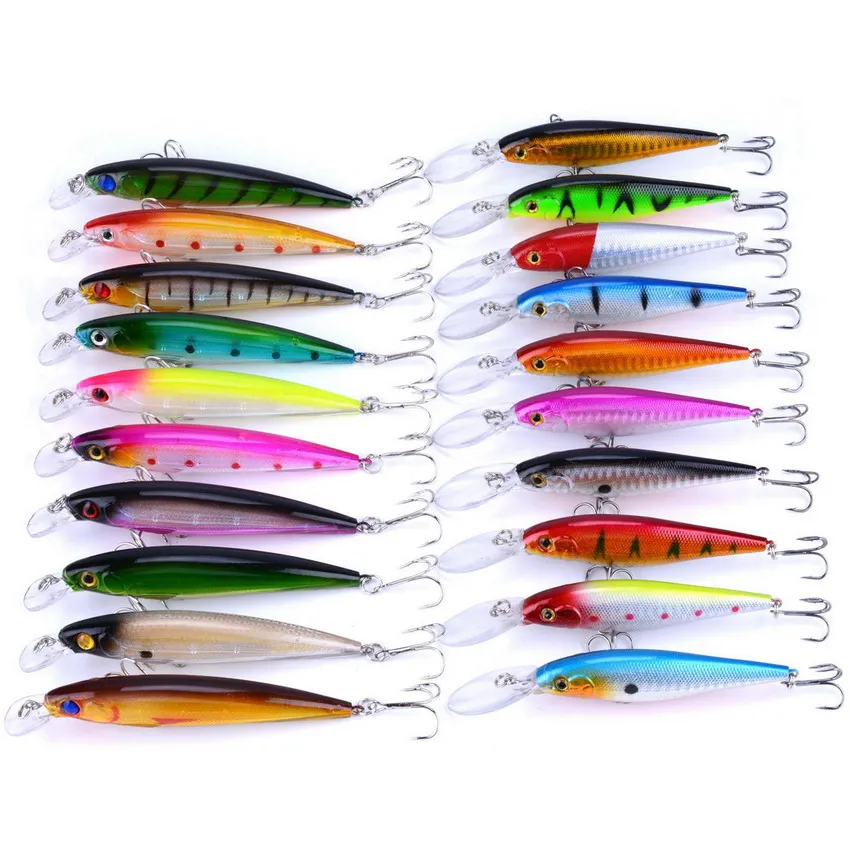 

20pcs/set Minnow 10.5g 13.5g Fish Eyes Fishing Lure Artificial Minnow Hard Baits Tackle With Hooks Fake Bait Lures Minnow Leurre