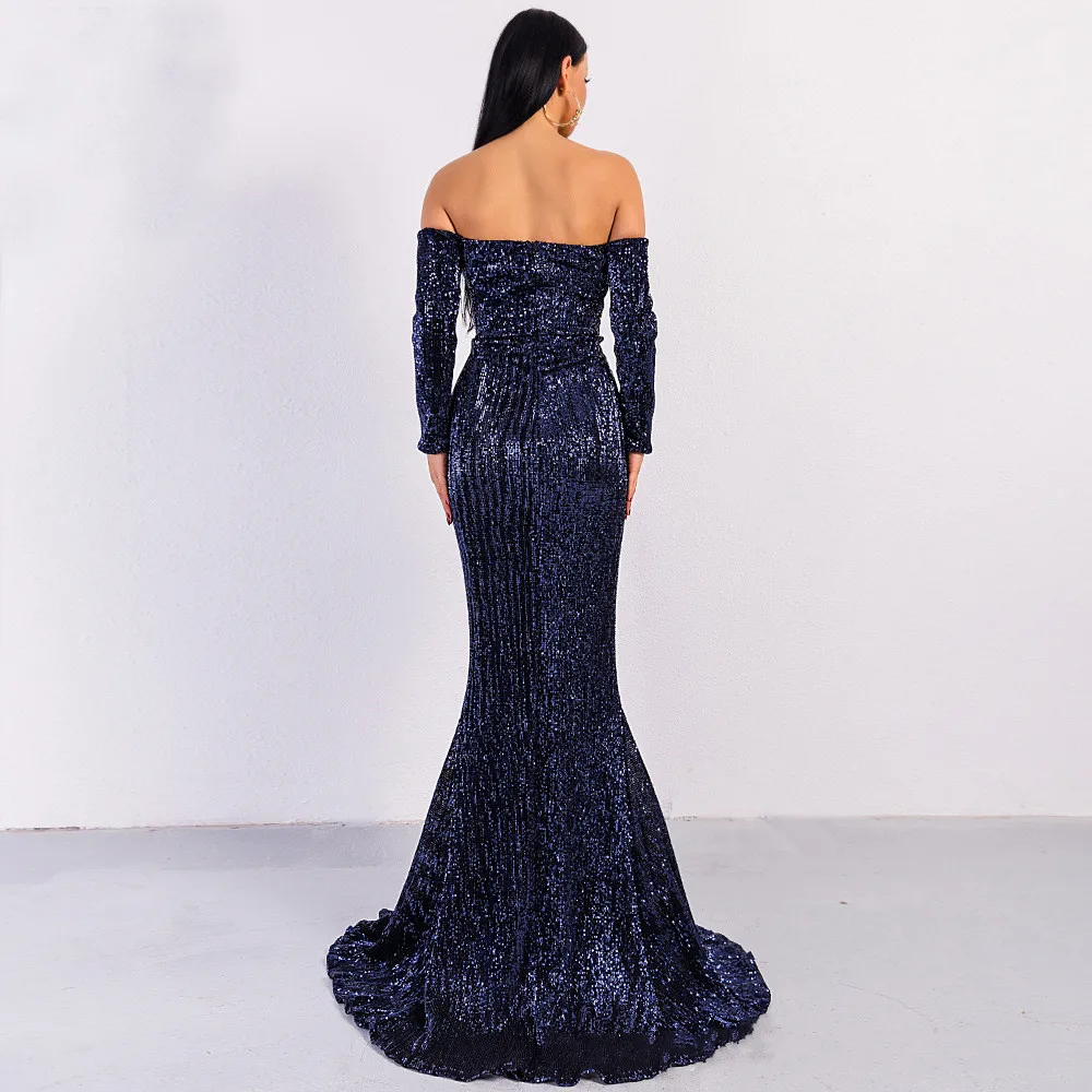 Saudi Arabic Gold Sequins Mermaid Evening Dress Long Sleeves Off Shoulder Elegant Women Formal Dress Party Prom Dresses 2019 Saudi Arabic Gold Sequins Mermaid Evening Dress Long Sleeves Off Shoulder Elegant Women Formal Dress Party Prom Dresses 2019