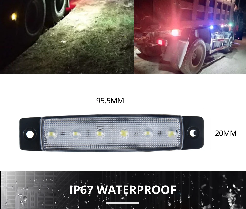 Aceersun LED Red White Blue Amber Clearence Car Truck Bus Lorry Trailer Side Marker Indicators Light Lamp 24V 12V Warning Light (3)