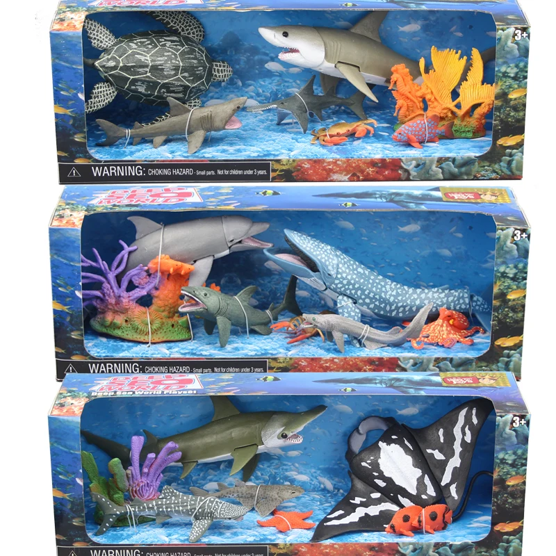 Deluxe Marine Animal Playset with Movable Joints - Whale, Shark, Octopus, Dolphins, Squid, and Coral